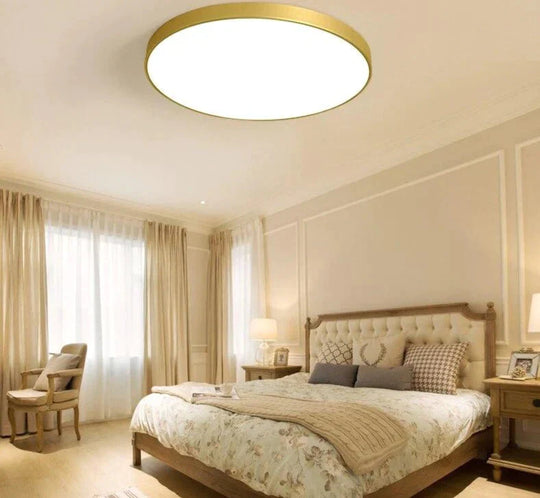 Round Ceiling Light Fixture Modern Led Lights Gold Lampshade For Living Room Bedroom Lamp Fixtures