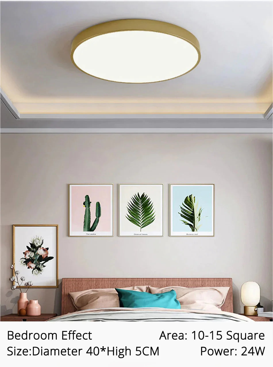 Round Ceiling Light Fixture Modern Led Lights Gold Lampshade For Living Room Bedroom Lamp Fixtures