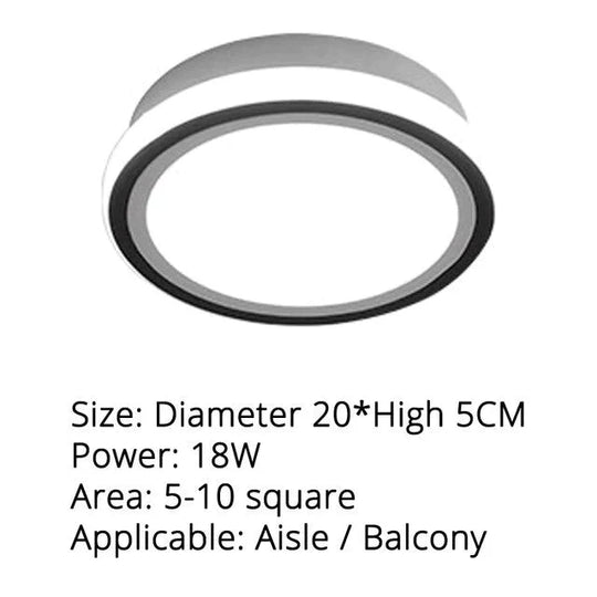 The Fashion Modern Led Ceiling Lights For Hallway Study Room Living Indoor Lighting 16 - 18W Black