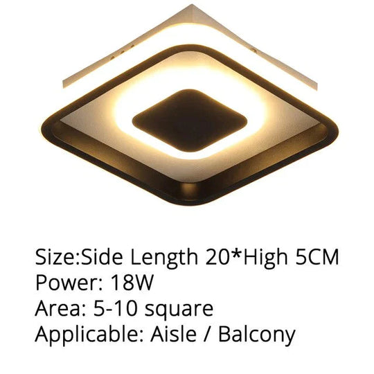The Fashion Modern Led Ceiling Lights For Hallway Study Room Living Indoor Lighting 16 - 18W Black