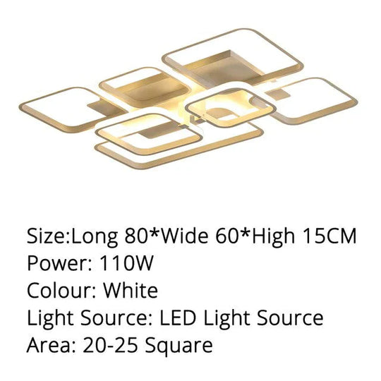 Grey White Rectangle Shape Modern Led Ceiling Lights For Living Room Bed Studio Lighting Creative