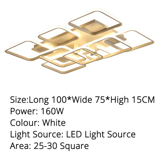 Grey White Rectangle Shape Modern Led Ceiling Lights For Living Room Bed Studio Lighting Creative