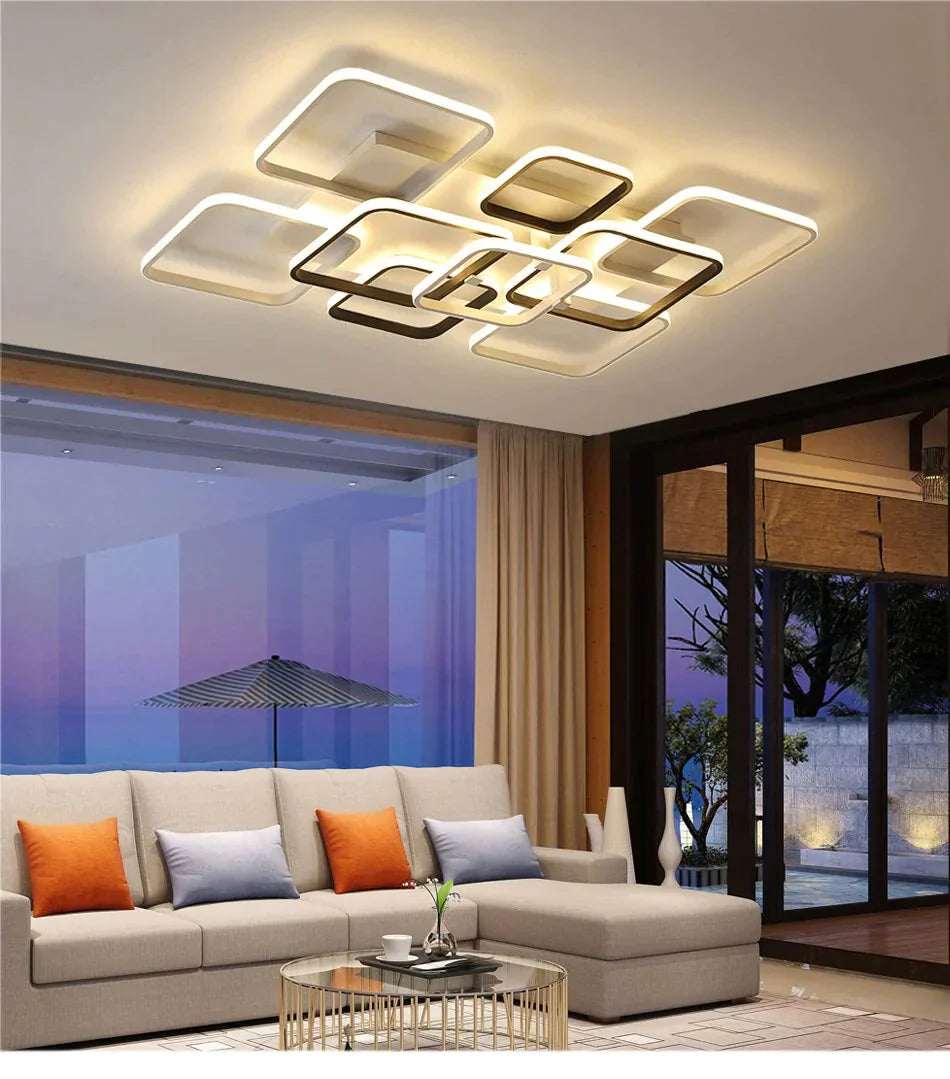 Grey White Rectangle Shape Modern Led Ceiling Lights For Living Room Bed Studio Lighting Creative