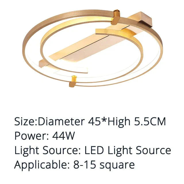 Ceiling Lights Gold Body Round/Square For Bedroom Living Room Remote Control Led Lamps