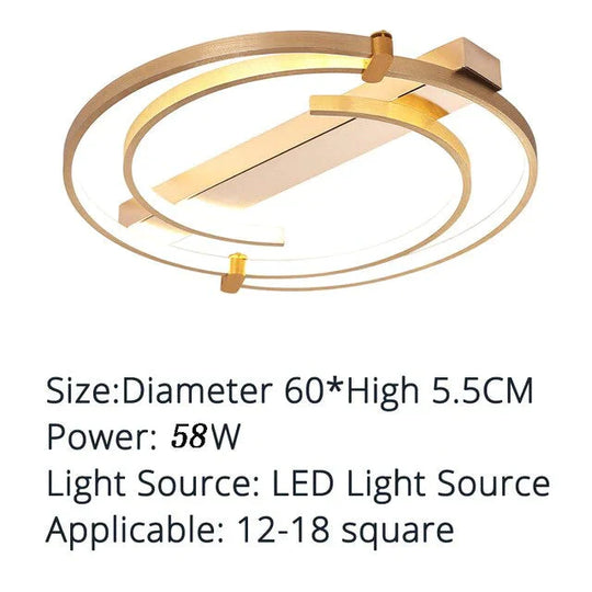 Ceiling Lights Gold Body Round/Square For Bedroom Living Room Remote Control Led Lamps / Round