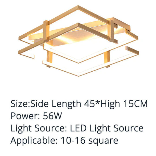 Ceiling Lights Gold Body Round/Square For Bedroom Living Room Remote Control Led Lamps / Square