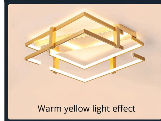 Ceiling Lights Gold Body Round/Square For Bedroom Living Room Remote Control Led Lamps