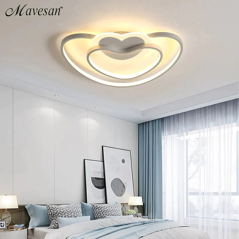 Led Ceiling Heart Lamp Simple Modern Bedroom Warm Creative Boys And Girls Children Room Lights