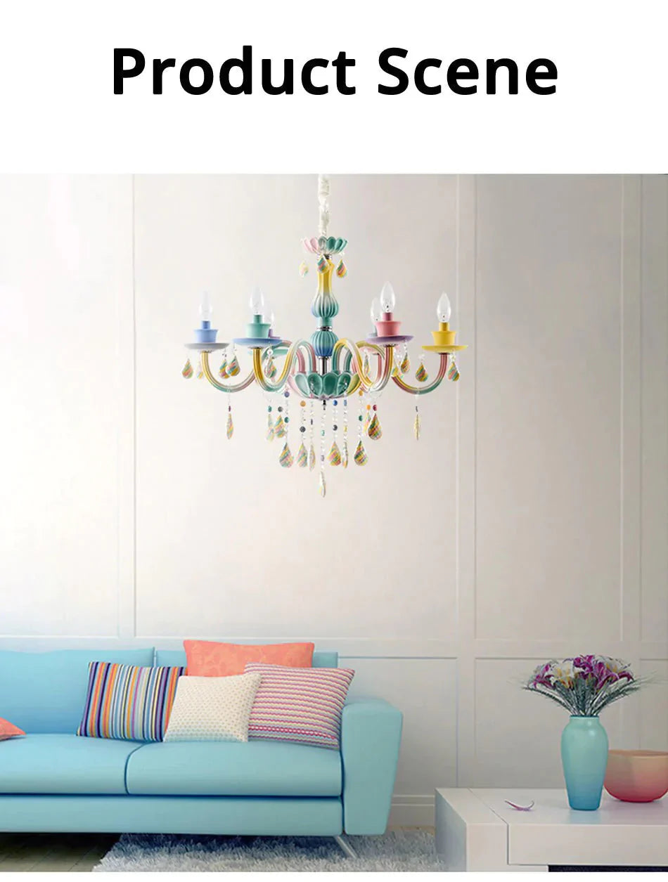Macaron Chandelier Crystal Lamp Living Room Bedroom Dining Children’s Girl Princess Decoration