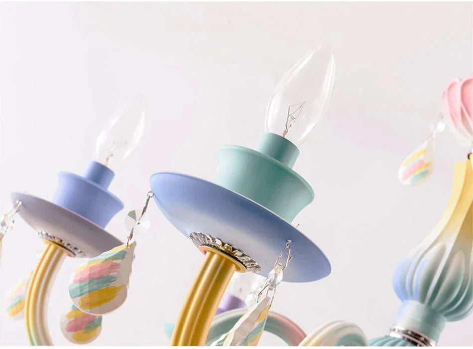 Macaron Chandelier Crystal Lamp Living Room Bedroom Dining Children’s Girl Princess Decoration