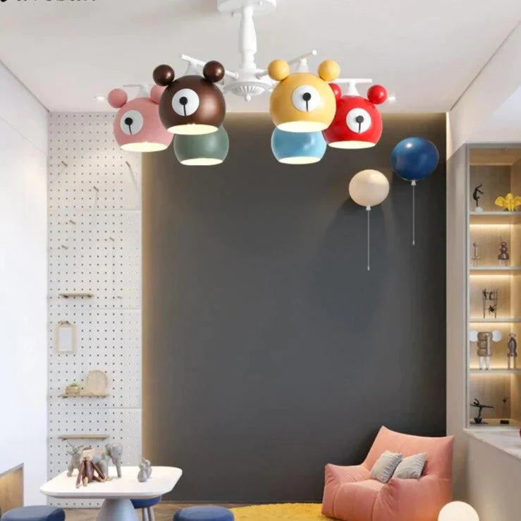 Chandeliers For Living Room Bear Lamp 3/5/6 Heads Home Lighting Decorative Lampshade Baby Child