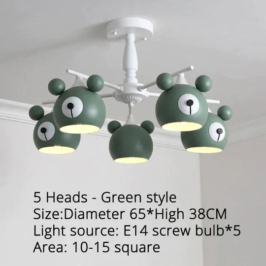 Chandeliers For Living Room Bear Lamp 3/5/6 Heads Home Lighting Decorative Lampshade Baby Child