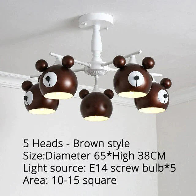 Chandeliers For Living Room Bear Lamp 3/5/6 Heads Home Lighting Decorative Lampshade Baby Child