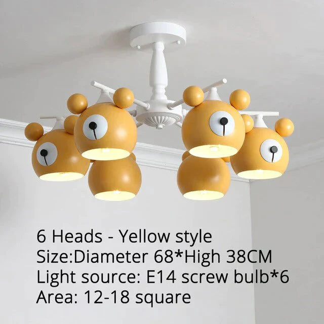 Chandeliers For Living Room Bear Lamp 3/5/6 Heads Home Lighting Decorative Lampshade Baby Child