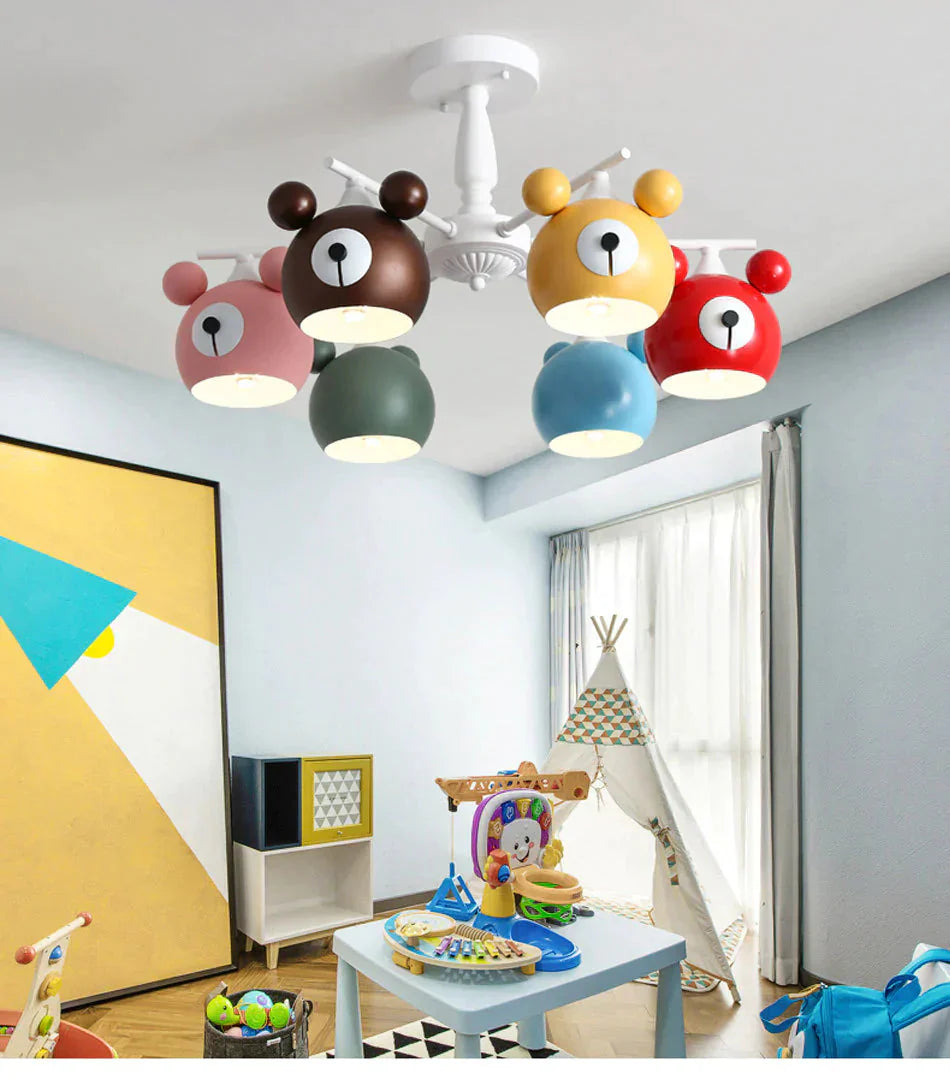 Chandeliers For Living Room Bear Lamp 3/5/6 Heads Home Lighting Decorative Lampshade Baby Child