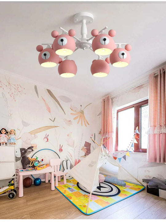 Chandeliers For Living Room Bear Lamp 3/5/6 Heads Home Lighting Decorative Lampshade Baby Child
