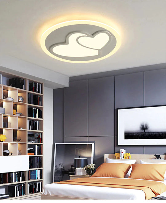 Acrylic Modern Led Ceiling Lights Pink Heart Shape For Living Room Bedroom Dining Home Lamp Lighting