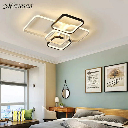Black White Color Modern Led Ceiling Lights Creative For Living Room Dimmable Dome Lamp Fixture