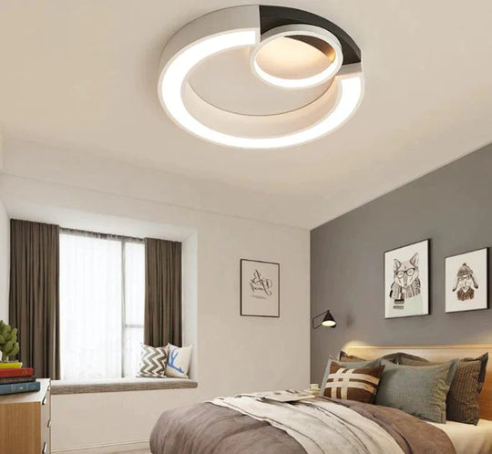 Modern White/Black Style Led Ceiling Lights Mounted Lamp Living Room Bedroom Fixture Remote Control