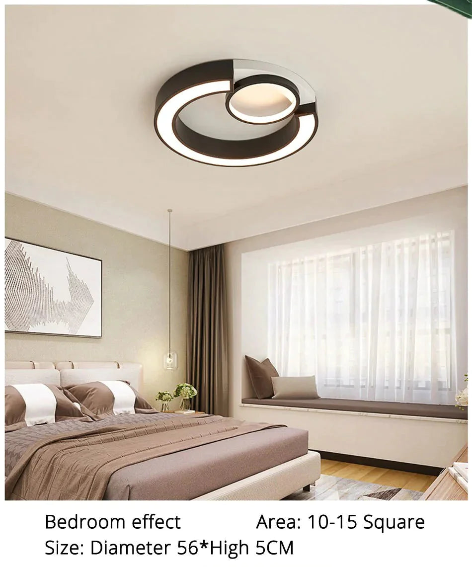 Modern White/Black Style Led Ceiling Lights Mounted Lamp Living Room Bedroom Fixture Remote Control