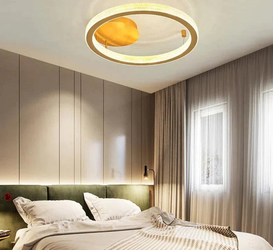 Gold/Coffee Color Ceiling Lights Bedroom Study Room Living Remote Control Surface Mounted Lighting