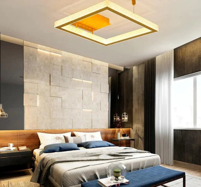 Gold/Coffee Color Ceiling Lights Bedroom Study Room Living Remote Control Surface Mounted Lighting