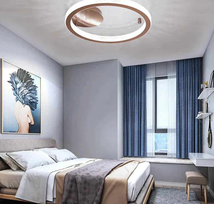 Gold/Coffee Color Ceiling Lights Bedroom Study Room Living Remote Control Surface Mounted Lighting