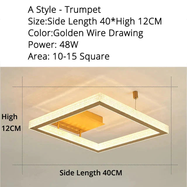 Gold/Coffee Color Ceiling Lights Bedroom Study Room Living Remote Control Surface Mounted Lighting