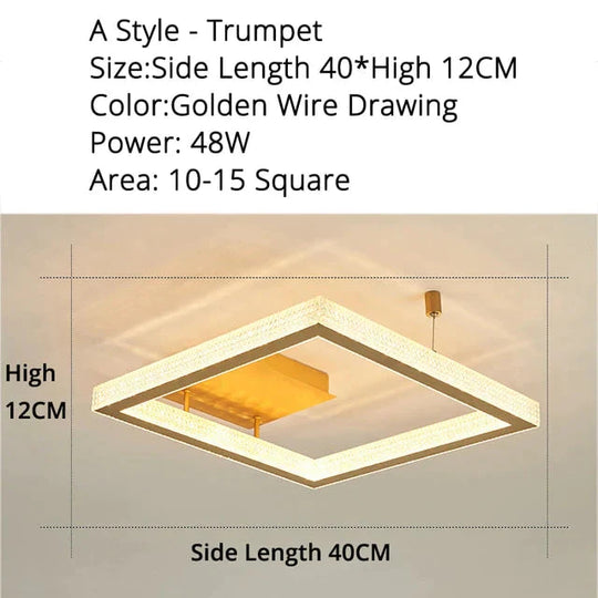 Gold/Coffee Color Ceiling Lights Bedroom Study Room Living Remote Control Surface Mounted Lighting