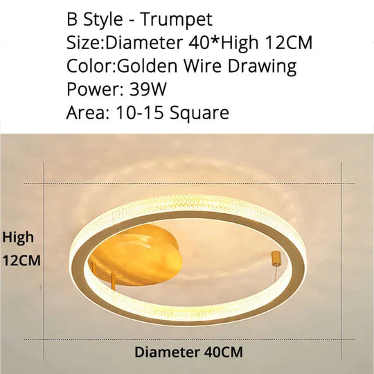 Gold/Coffee Color Ceiling Lights Bedroom Study Room Living Remote Control Surface Mounted Lighting