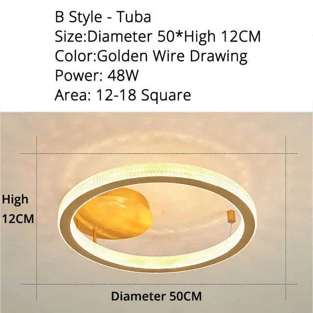 Gold/Coffee Color Ceiling Lights Bedroom Study Room Living Remote Control Surface Mounted Lighting