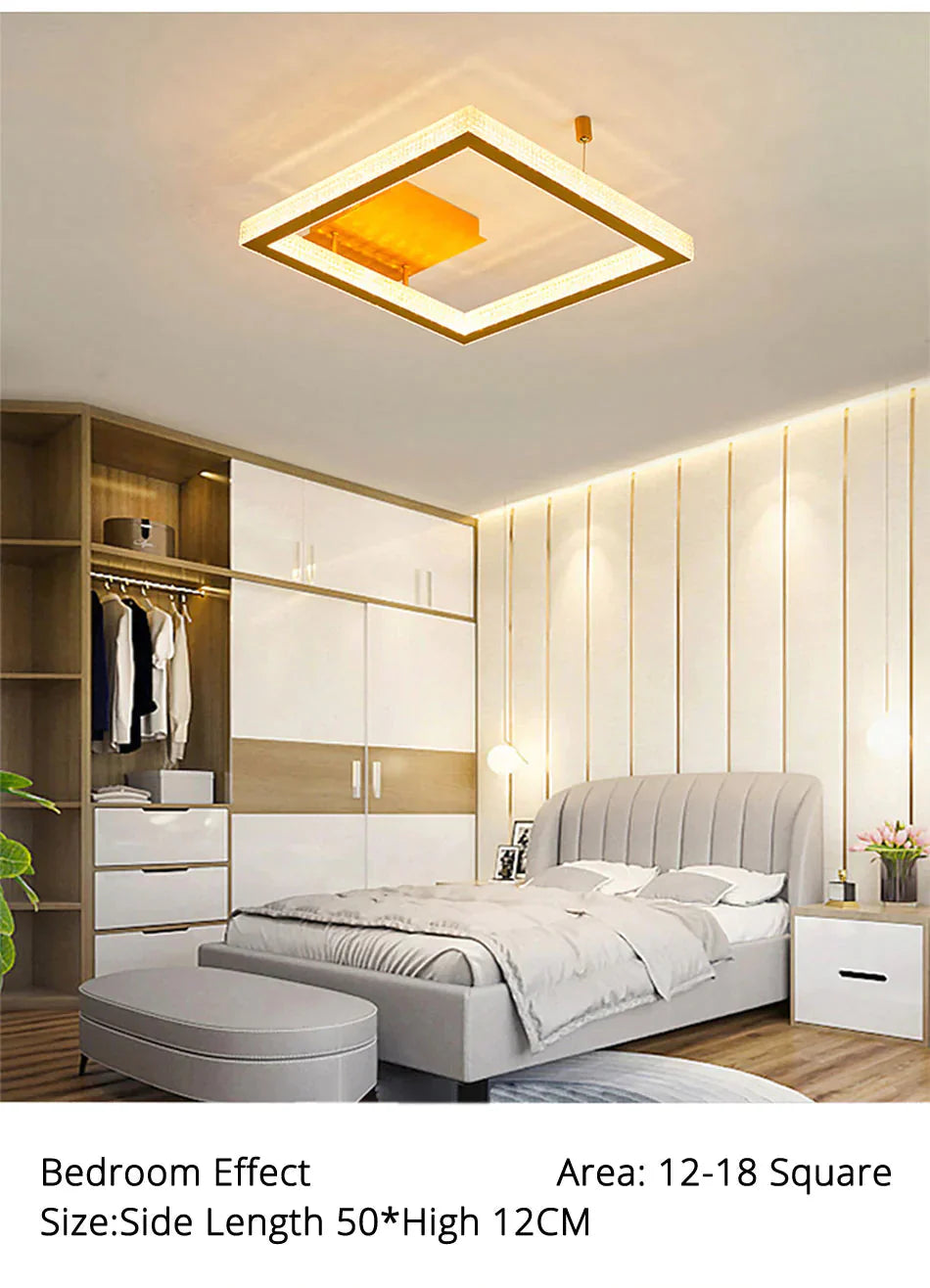 Gold/Coffee Color Ceiling Lights Bedroom Study Room Living Remote Control Surface Mounted Lighting
