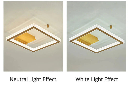 Gold/Coffee Color Ceiling Lights Bedroom Study Room Living Remote Control Surface Mounted Lighting