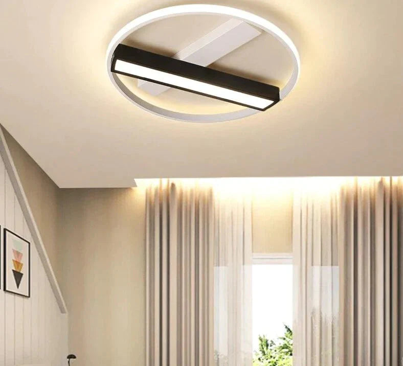Remote Control Living Room Bedroom Ceiling Lights White And Black Iron Body Surface Mounted Led