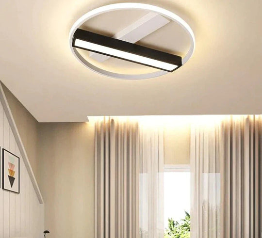 Remote Control Living Room Bedroom Ceiling Lights White And Black Iron Body Surface Mounted Led