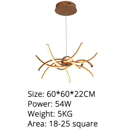 Simple Led Pendant Lights Gold Lamp For Living Room Lustre 60X60X22Cm 54W / Dimmable With Remote