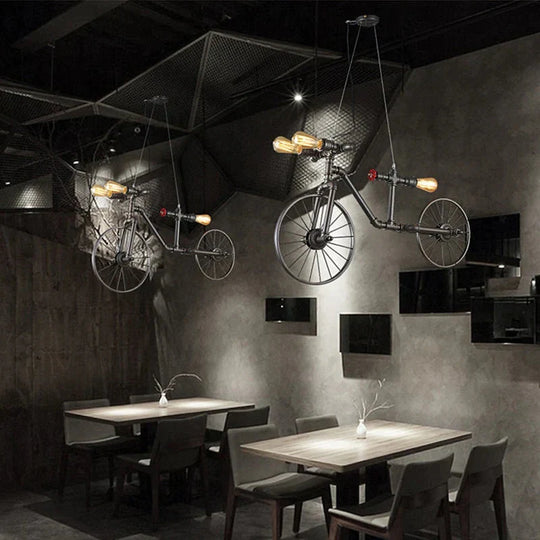 Creative Retro Bicycle Chandelier Industrial Wind Iron Art Craft Light Restaurant/Bar/Cafe