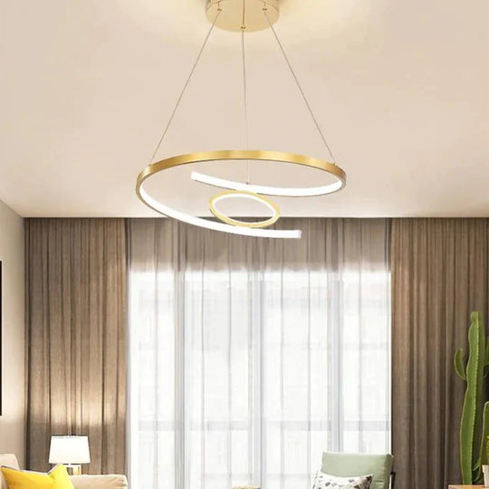 Gold Led Pendant Lights For Kitchen Aluminum Silica Suspension Hanging Cord Lamp Dinning Room