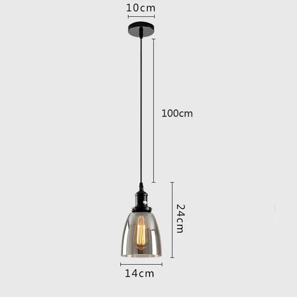 Vintage Industrial Pendant Light Retro Gray Glass Lamp For Bar Stair Dining Room E27 Edison