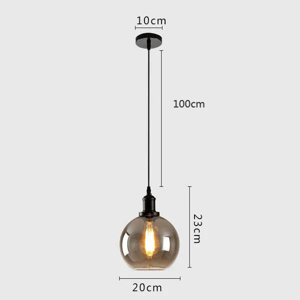 Vintage Industrial Pendant Light Retro Gray Glass Lamp For Bar Stair Dining Room E27 Edison