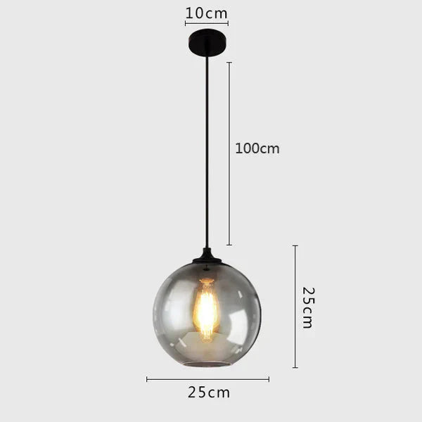 Vintage Industrial Pendant Light Retro Gray Glass Lamp For Bar Stair Dining Room E27 Edison