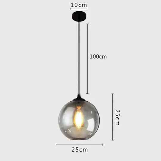 Vintage Industrial Pendant Light Retro Gray Glass Lamp For Bar Stair Dining Room E27 Edison