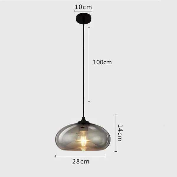 Vintage Industrial Pendant Light Retro Gray Glass Lamp For Bar Stair Dining Room E27 Edison