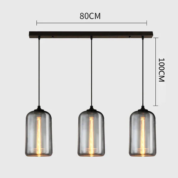 Vintage Industrial Pendant Light Retro Gray Glass Lamp For Bar Stair Dining Room E27 Edison
