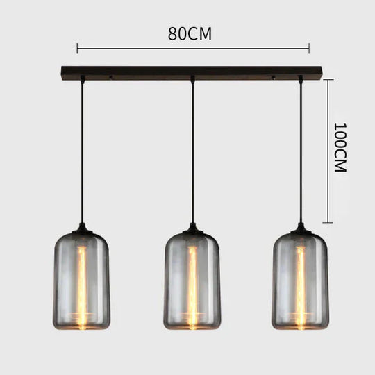 Vintage Industrial Pendant Light Retro Gray Glass Lamp For Bar Stair Dining Room E27 Edison