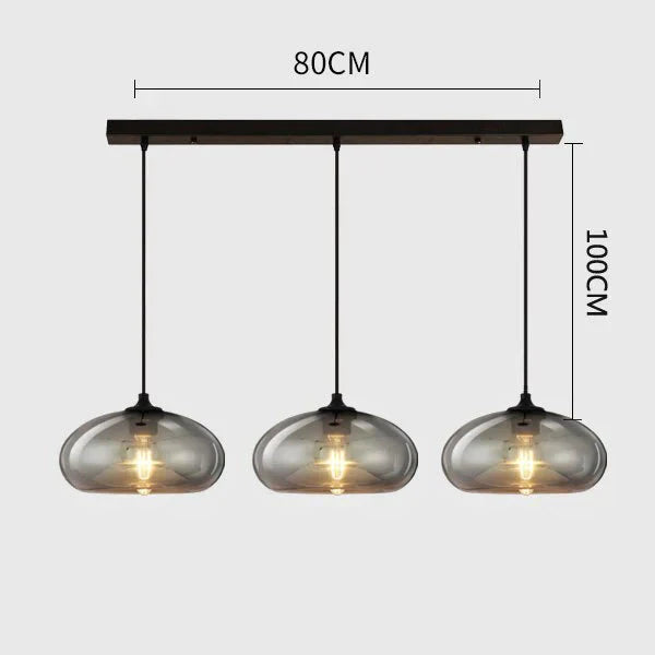 Vintage Industrial Pendant Light Retro Gray Glass Lamp For Bar Stair Dining Room E27 Edison