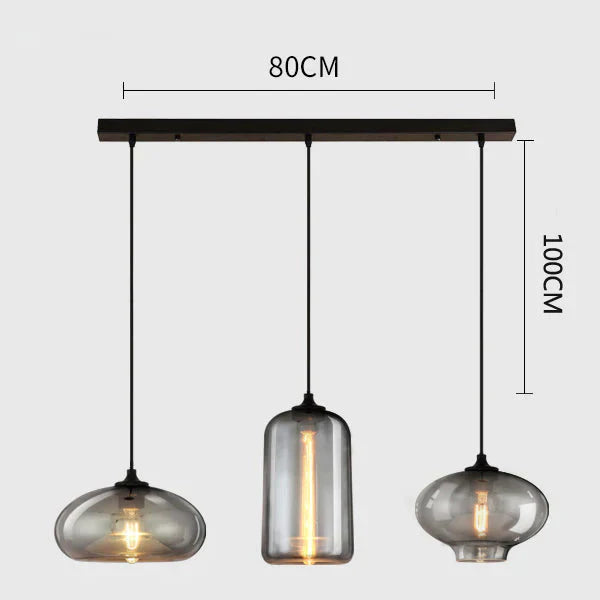Vintage Industrial Pendant Light Retro Gray Glass Lamp For Bar Stair Dining Room E27 Edison