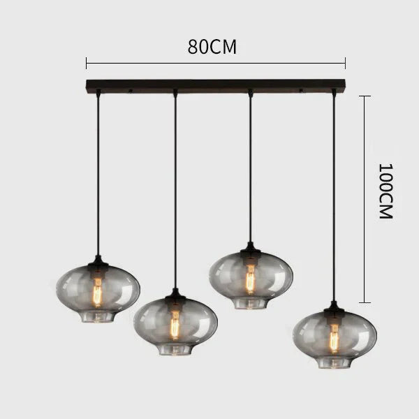 Vintage Industrial Pendant Light Retro Gray Glass Lamp For Bar Stair Dining Room E27 Edison
