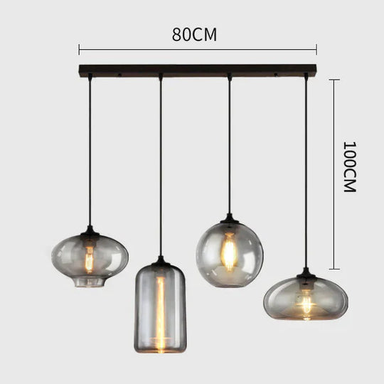 Vintage Industrial Pendant Light Retro Gray Glass Lamp For Bar Stair Dining Room E27 Edison