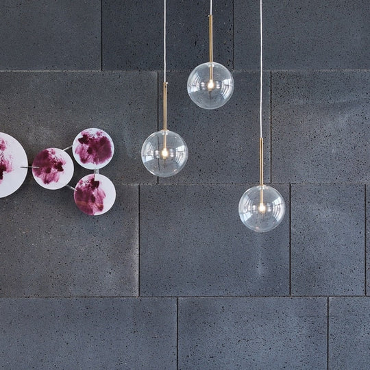 Clear Glass Ball Kitchen Modern Pendant Light Chandeliers Loft Bedside Dining Room Hanging Ceiling